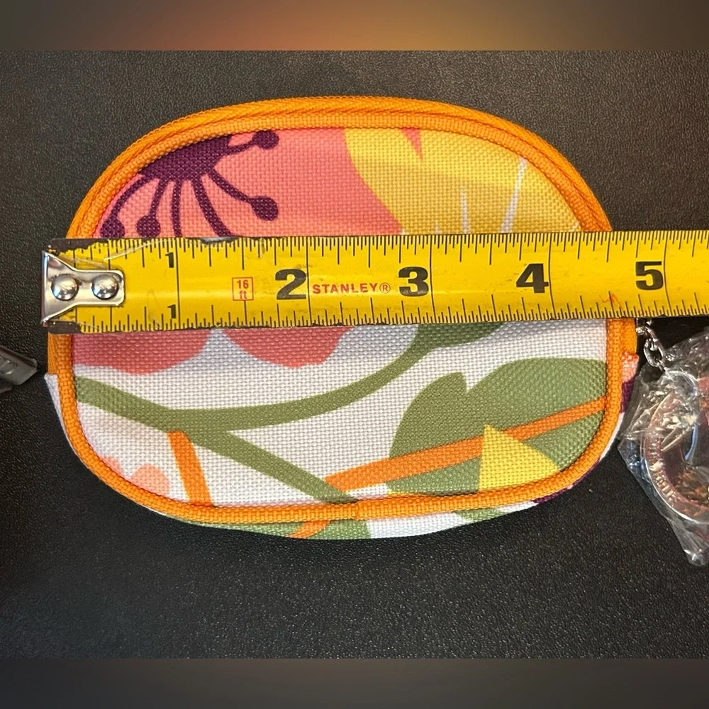 CLINIQUE Makeup Bag & Coin Purse Set Travel Floral Retro Cosmetic Zip Pouch NEW